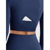 imageYEOREO Women Zip Up Long Sleeve Workout Crop Top Mock Neck Yoga ShirtNavy