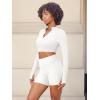 imageYEOREO Women Zip Up Long Sleeve Workout Crop Top Mock Neck Yoga ShirtWhite