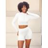 imageYEOREO Women Zip Up Long Sleeve Workout Crop Top Mock Neck Yoga ShirtWhite