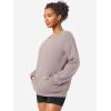 imageYEOREO Womens Oversized Sweatshirts Hoodies Crew Neck Pullover Jocely Fleece Long Sleeve Shirts with PocketCoffee Pink
