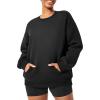 imageYEOREO Womens Oversized Sweatshirts Hoodies Crew Neck Pullover Jocely Fleece Long Sleeve Shirts with PocketBlack
