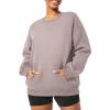 imageYEOREO Womens Oversized Sweatshirts Hoodies Crew Neck Pullover Jocely Fleece Long Sleeve Shirts with PocketCoffee Pink