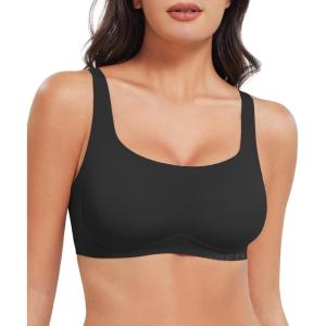 imageYEOREO Womens Everyday Bra Scoop Wireless Bralette No Underwire Corriney Full Coverage Push Up BraBlack