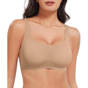 imageYEOREO Womens Everyday Bra Scoop Wireless Bralette No Underwire Corriney Full Coverage Push Up BraKhaki