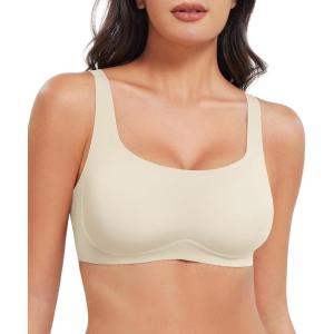 imageYEOREO Womens Everyday Bra Scoop Wireless Bralette No Underwire Corriney Full Coverage Push Up BraWhite