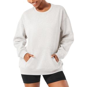 imageYEOREO Womens Oversized Sweatshirts Hoodies Crew Neck Pullover Jocely Fleece Long Sleeve Shirts with PocketGrey