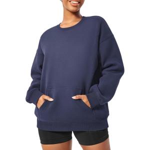 imageYEOREO Womens Oversized Sweatshirts Hoodies Crew Neck Pullover Jocely Fleece Long Sleeve Shirts with PocketNavy