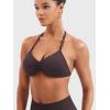 imageYEOREO SoftHue Impact Strappy Halter Bra for Sports Women Workout Padded Gym Yoga BraCoffee