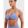 imageYEOREO SoftHue Impact Strappy Halter Bra for Sports Women Workout Padded Gym Yoga BraGraphite