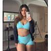 imageYEOREO SoftHue Impact Strappy Halter Bra for Sports Women Workout Padded Gym Yoga BraLight Blue