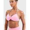 imageYEOREO SoftHue Impact Strappy Halter Bra for Sports Women Workout Padded Gym Yoga BraPink
