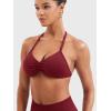 imageYEOREO SoftHue Impact Strappy Halter Bra for Sports Women Workout Padded Gym Yoga BraScarlet