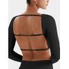 imageYEOREO Villay Women Sexy Backless Long Sleeve Adjustable Straps Seamless Going Out Tops Crewneck Open Back Y2K Crop StretchBlack