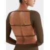 imageYEOREO Villay Women Sexy Backless Long Sleeve Adjustable Straps Seamless Going Out Tops Crewneck Open Back Y2K Crop StretchCoffee