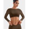 imageYEOREO Villay Women Sexy Backless Long Sleeve Adjustable Straps Seamless Going Out Tops Crewneck Open Back Y2K Crop StretchCoffee