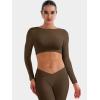 imageYEOREO Villay Women Sexy Backless Long Sleeve Adjustable Straps Seamless Going Out Tops Crewneck Open Back Y2K Crop StretchCoffee