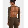 imageYEOREO Villay Women Sexy Backless Long Sleeve Adjustable Straps Seamless Going Out Tops Crewneck Open Back Y2K Crop StretchCoffee