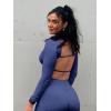 imageYEOREO Villay Women Sexy Backless Long Sleeve Adjustable Straps Seamless Going Out Tops Crewneck Open Back Y2K Crop StretchNavy