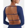 imageYEOREO Villay Women Sexy Backless Long Sleeve Adjustable Straps Seamless Going Out Tops Crewneck Open Back Y2K Crop StretchNavy