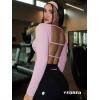 imageYEOREO Villay Women Sexy Backless Long Sleeve Adjustable Straps Seamless Going Out Tops Crewneck Open Back Y2K Crop StretchPink