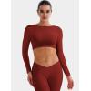 imageYEOREO Villay Women Sexy Backless Long Sleeve Adjustable Straps Seamless Going Out Tops Crewneck Open Back Y2K Crop StretchRed