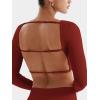 imageYEOREO Villay Women Sexy Backless Long Sleeve Adjustable Straps Seamless Going Out Tops Crewneck Open Back Y2K Crop StretchRed