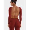 imageYEOREO Villay Women Sexy Backless Long Sleeve Adjustable Straps Seamless Going Out Tops Crewneck Open Back Y2K Crop StretchRed