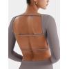imageYEOREO Villay Women Sexy Backless Long Sleeve Adjustable Straps Seamless Going Out Tops Crewneck Open Back Y2K Crop StretchSandy Brown