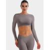 imageYEOREO Villay Women Sexy Backless Long Sleeve Adjustable Straps Seamless Going Out Tops Crewneck Open Back Y2K Crop StretchSandy Brown