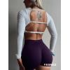 imageYEOREO Villay Women Sexy Backless Long Sleeve Adjustable Straps Seamless Going Out Tops Crewneck Open Back Y2K Crop StretchWhite