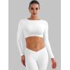 imageYEOREO Villay Women Sexy Backless Long Sleeve Adjustable Straps Seamless Going Out Tops Crewneck Open Back Y2K Crop StretchWhite
