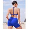 imageYEOREO Womens Biker Shorts 45quot  6quot Workout Gym Shorts Craze High Waist Tummy Control Hidden Scrunch Running YogaBlue