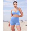 imageYEOREO Womens Biker Shorts 45quot  6quot Workout Gym Shorts Craze High Waist Tummy Control Hidden Scrunch Running YogaLight Blue