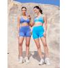 imageYEOREO Womens Biker Shorts 45quot  6quot Workout Gym Shorts Craze High Waist Tummy Control Hidden Scrunch Running YogaMarine Blue