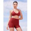imageYEOREO Womens Biker Shorts 45quot  6quot Workout Gym Shorts Craze High Waist Tummy Control Hidden Scrunch Running YogaMaroon