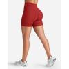 imageYEOREO Womens Biker Shorts 45quot  6quot Workout Gym Shorts Craze High Waist Tummy Control Hidden Scrunch Running YogaMaroon