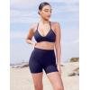 imageYEOREO Womens Biker Shorts 45quot  6quot Workout Gym Shorts Craze High Waist Tummy Control Hidden Scrunch Running YogaNavy