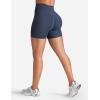 imageYEOREO Womens Biker Shorts 45quot  6quot Workout Gym Shorts Craze High Waist Tummy Control Hidden Scrunch Running YogaNavy Blue