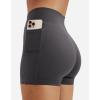imageYEOREO Womens Biker Shorts with Pockets Workout Gym Shorts NAS High Waist Tummy Control Running Yoga ShortsDark Grey