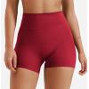 imageYEOREO Womens Biker Shorts with Pockets Workout Gym Shorts NAS High Waist Tummy Control Running Yoga ShortsJujube Red