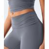 imageYEOREO Womens Foldover Workout Shorts High Waist 45quot Fold Over Waist Band Romola Gym Yoga Running ShortsBlue Gray