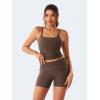 imageYEOREO Womens Foldover Workout Shorts High Waist 45quot Fold Over Waist Band Romola Gym Yoga Running ShortsCoffee