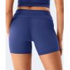 imageYEOREO Womens Foldover Workout Shorts High Waist 45quot Fold Over Waist Band Romola Gym Yoga Running ShortsDark Blue