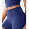 imageYEOREO Womens Foldover Workout Shorts High Waist 45quot Fold Over Waist Band Romola Gym Yoga Running ShortsDark Blue