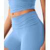 imageYEOREO Womens Foldover Workout Shorts High Waist 45quot Fold Over Waist Band Romola Gym Yoga Running ShortsLight Blue