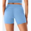 imageYEOREO Womens Foldover Workout Shorts High Waist 45quot Fold Over Waist Band Romola Gym Yoga Running ShortsLight Blue