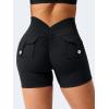 imageYEOREO Workout Shorts with Pockets for Women V Back Scrunch High Waisted Shorts Charm Gym Yoga Biker ShortsBlack