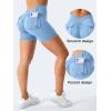 imageYEOREO Workout Shorts with Pockets for Women V Back Scrunch High Waisted Shorts Charm Gym Yoga Biker ShortsLight Blue