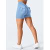 imageYEOREO Workout Shorts with Pockets for Women V Back Scrunch High Waisted Shorts Charm Gym Yoga Biker ShortsLight Blue