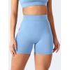 imageYEOREO Workout Shorts with Pockets for Women V Back Scrunch High Waisted Shorts Charm Gym Yoga Biker ShortsLight Blue